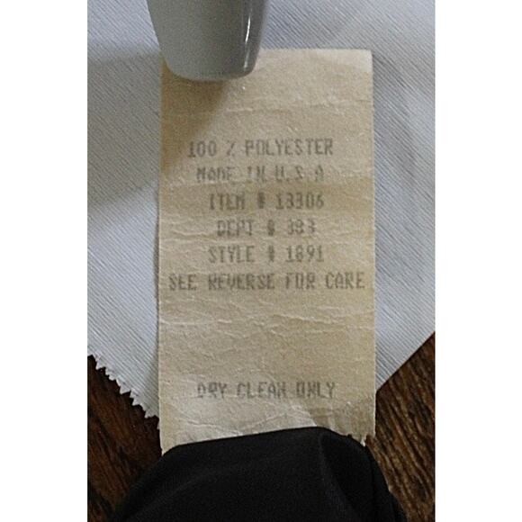 Vtg Black Cocktail Dress Sz 8 Long Sleeve Sheer Chiffon Flutter Hem CACHET USA - Picture 7 of 7